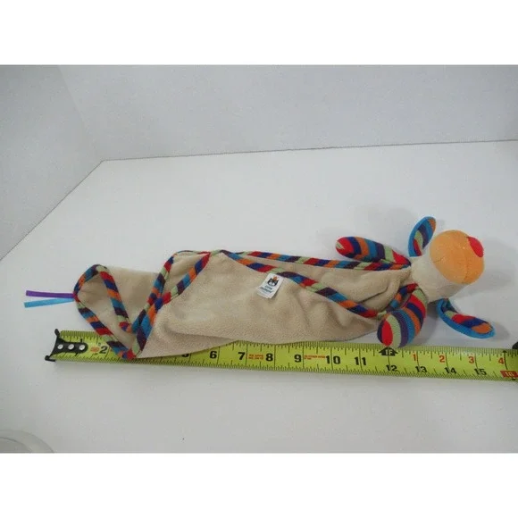 Little Jellycat plush Jazzie puppy dog security blanket lovey tan rainbow stripe - Picture 6 of 6
